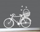 Bicycle with Flower Basket Vinyl Decals Modern Wall Sticker
